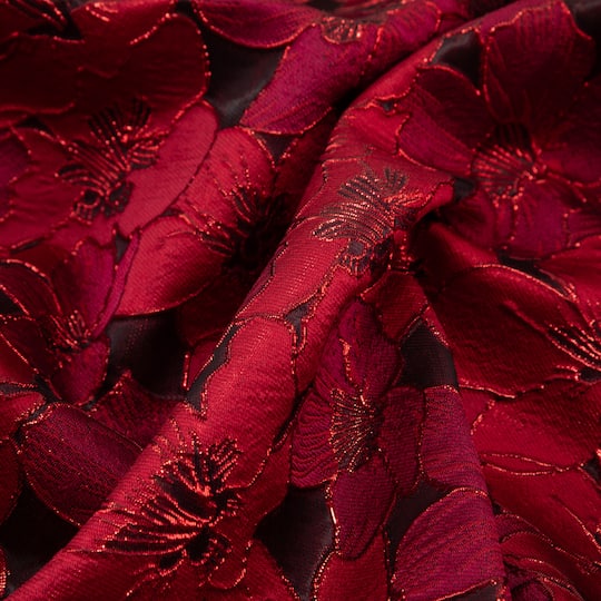 Cosplay by Yaya Han Red Metallic Tonal Floral Brocade Fabric